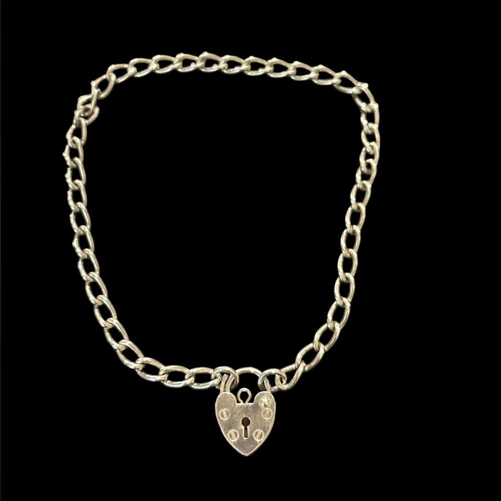 Vintage sterling silver heart locket bracelet